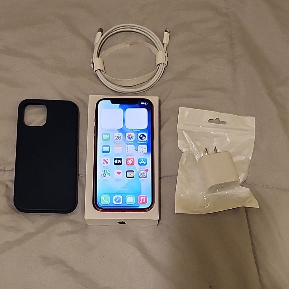 Apple iPhone with Midnight Black Case and Accessories